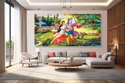 Beautiful Radha Krishna on swing Photo Painting On Canvas