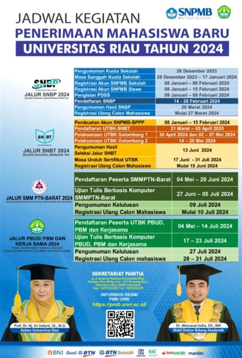 Jadwal Penerimaan Mahasiswa Baru Tahun Akademik Akademik