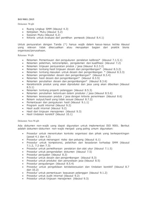 Dokumen Wajib Iso 9001 2015 PDF