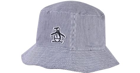 Original Penguin Railroad Stripe Reversible Golf Hat In Black Iris In