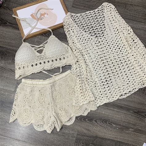 Hh Lace Beach Bikini Set Piece Bra Mesh Top Shorts Sold Separately Shopee Philippines