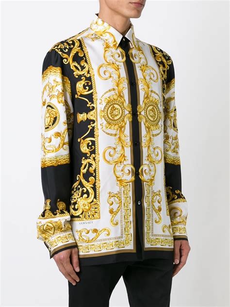 Versace Gold Baroque Print Shirt For Men Lyst Versace Shirts Versace Outfit Versace Fashion