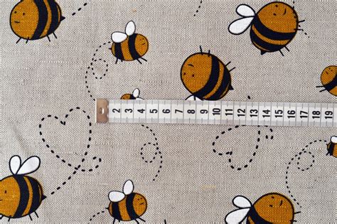 Linen Fabric Of Yellow Bee Bees Fabric By The Half Yard Etsy