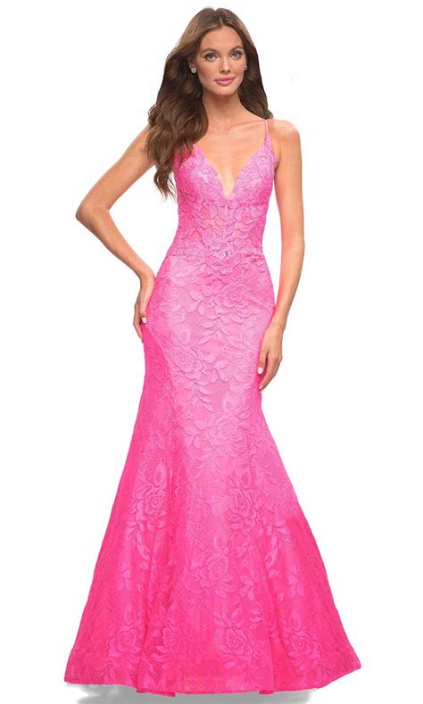 La Femme 30663 Lace Mermaid Gown Couture Candy