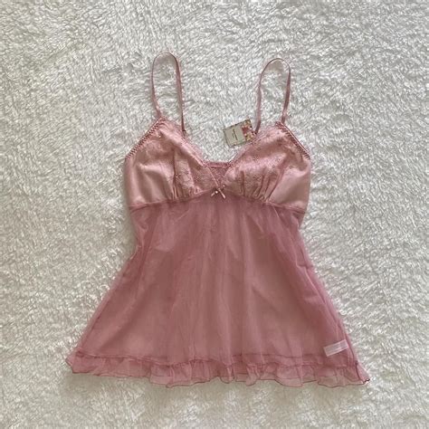 Coquette Japanese Lacey Babydoll Cami Top Sheer Depop In