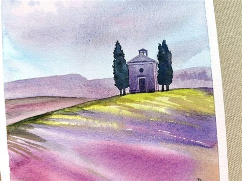 Tuscany Landscape Original Watercolor Painting 5 8 By Etsy