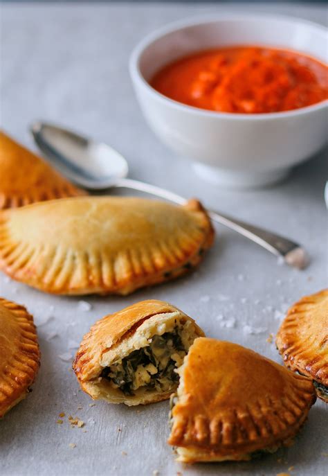 Spinach And Feta Empanadas With Red Pepper Sauce Cupcakes And Couscous