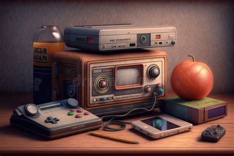 90s Laptop Cd Player Vcr With Cassette Stock Illustration
