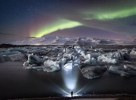 Northern Lights over Jökulsárlón Glacier Lagoon | Winter Lights photo ...