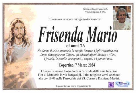 Funerali E Annunci Funebri A Copertino Mario Frisenda Funer24