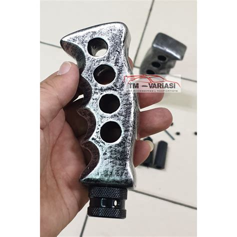 Jual Gear Shift Knob Racing Besi Tebal Model Knivhandtag Warna Gunmetal