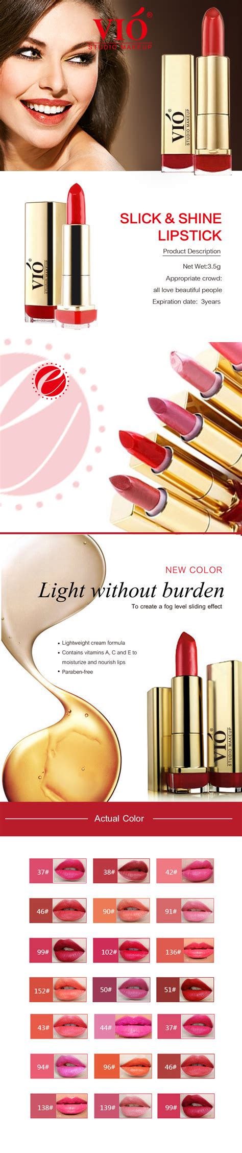 Vio Hot Sale Shine Lipstick Facial Makeup Lip Color Yiwu Vio Cosmetics