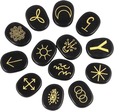 Amazon Mookaitedecor Black Obsidian Witches Runes Set Of