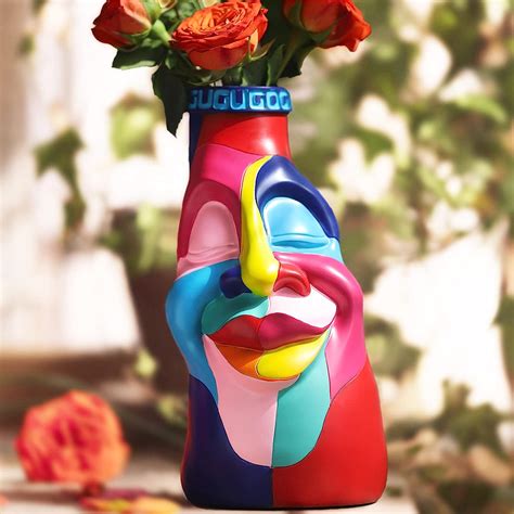 Gugugo Eclectic Face Vases For Flowershand Painted Head Flower Vase