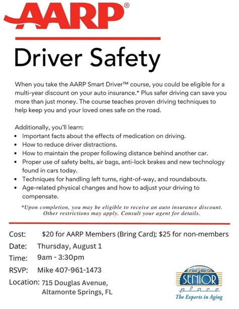 Aarp Safe Driving Class One Senior Place