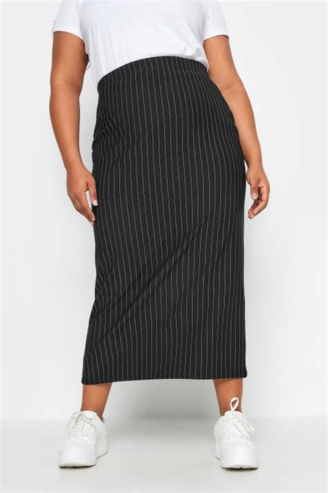 Limited Collection Plus Size Black Pinstripe Maxi Skirt Yours Clothing