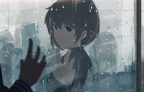 Free Download Hd Wallpaper Anime Girls Reflection Raindrop