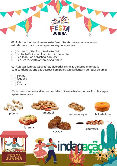 Atividade Texto sobre Festas Juninas questões para interpretação