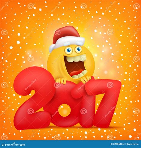 Yellow Smiley Face Character New Year Card Stock Illustration