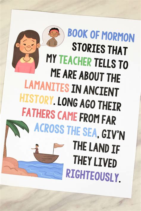 Book Of Mormon Stories Flip Chart Lyrics Primary Singing