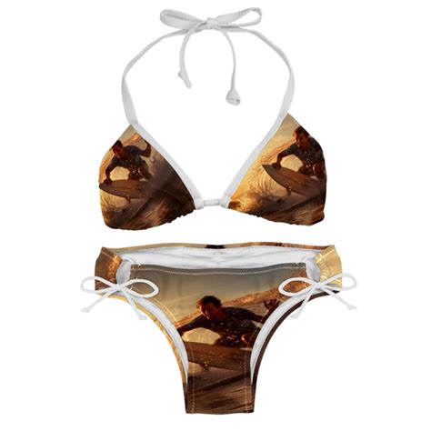 Surfing In Summer Detachable Sponge Adjustable Strap Bikini Set Two Pack Swimsuit Suit Beach