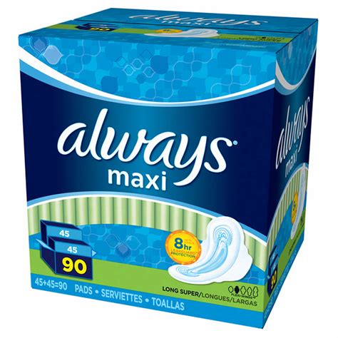 Always Long And Super Maxi Pads With Flexi Wings Multipack 90 Count