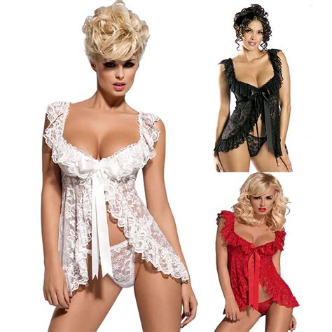 White Lace Baby Doll Sexy Lingerie Plus Size 4XL Bridal Nightgown Sets