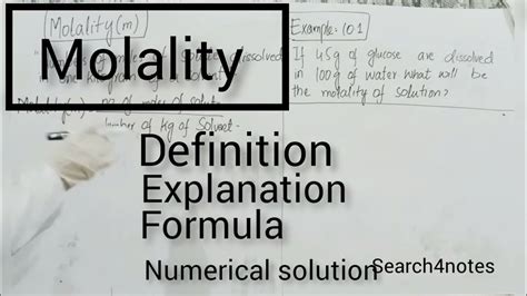 Molality Definition Formula Examples Solution Colloids Molality