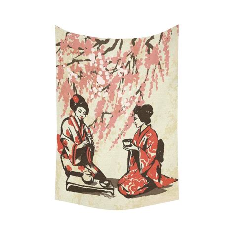 Phfzk Asian Wall Art Home Decor Japanese Lady Wearing Kimono With