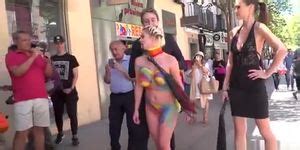 Body Painted Blonde Disgraced In Public Tnaflix