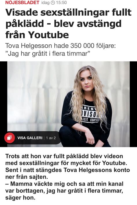 Tova Helgesson Avstängd Från Youtube Bloggbevakning Nöjesguiden