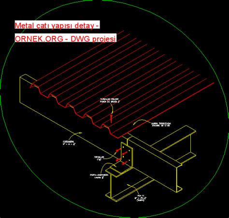 Proje Sitesi Metal çatı yapısı detay Autocad Projesi