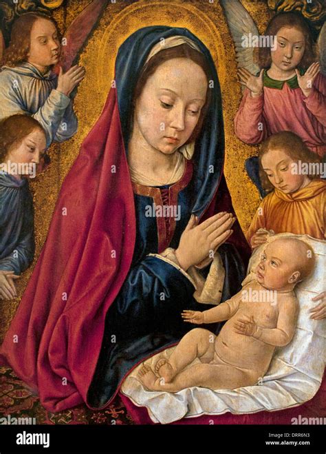 Madonna And Child Adored By Angels 1490 Master Of Moulins Jean Hay