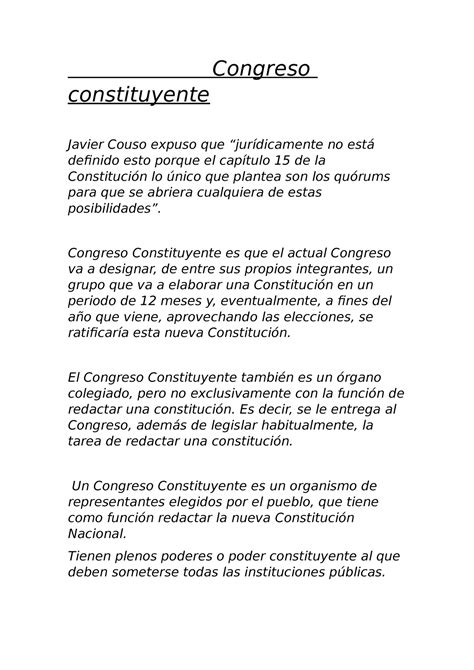 Congreso Constituyente Y Asamblea Diiferencias Y Concepto Congreso