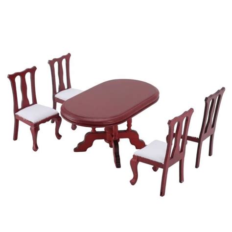 Vvikizy Chaise de table de salle à manger de maison de poupée 5 pièces