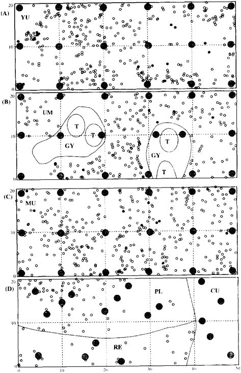 Spatial Distribution Maps Of Pinus Densiflora And Oak Over 1 3 M Height