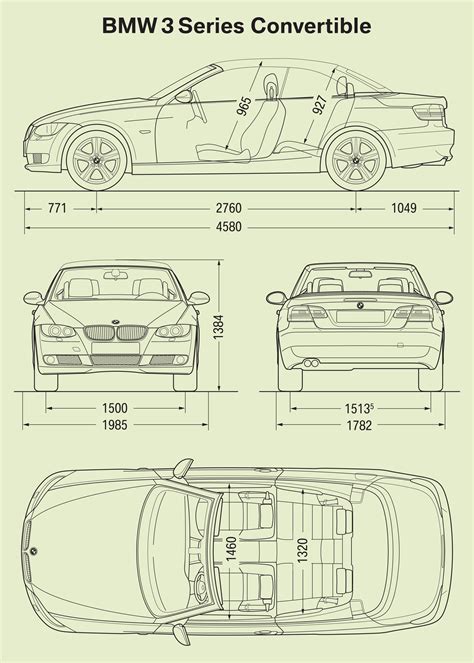 2006 BMW 3 Series Convertible car blueprint 37336177 Vector Art at Vecteezy