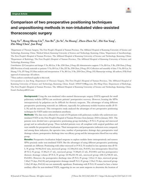 Pdf Comparison Of Two Preoperative Positioning Techniques And