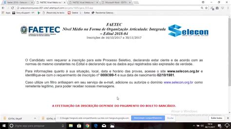 Como fazer minha inscrição na FAETEC YouTube