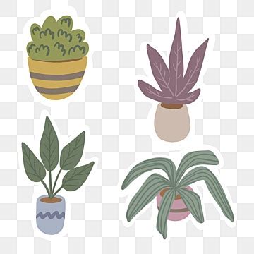 Printable Stickers Clipart Vector Cute Plant Sticker Set Handrawing