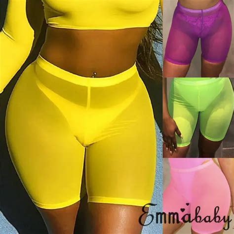 High Waist Women Beach Hot Shorts Beachwear Beach Mesh Cover Up Solid Color Women Swimwear