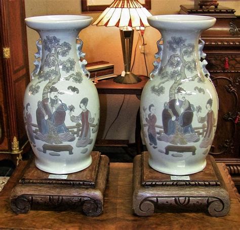 Lladro Retired Pair Of Mandarin Vases Very Rare Rockwell Antiques