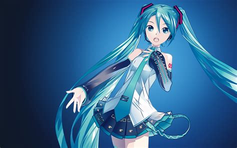 Long Hair Blue Hair Blue Eyes Anime Anime Girls Vocaloid Hatsune