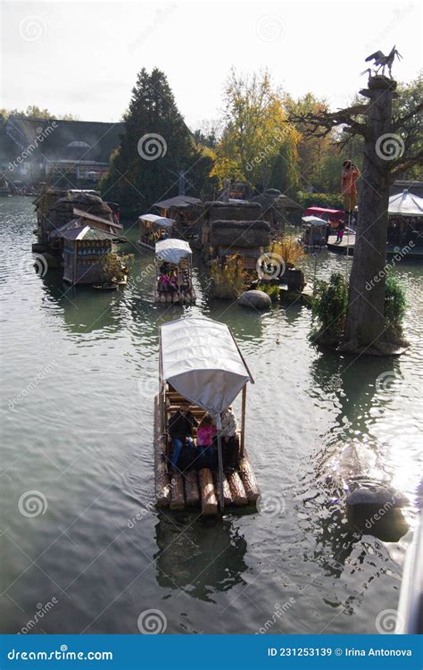 People Float Lanterns In The River To Worship River Goddess In Loy