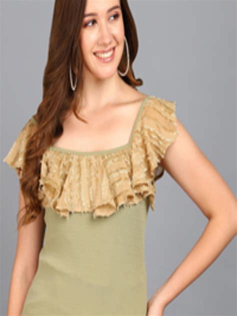 Buy Prettify Ruffled Square Neck Top Tops For Women 23654652 Myntra