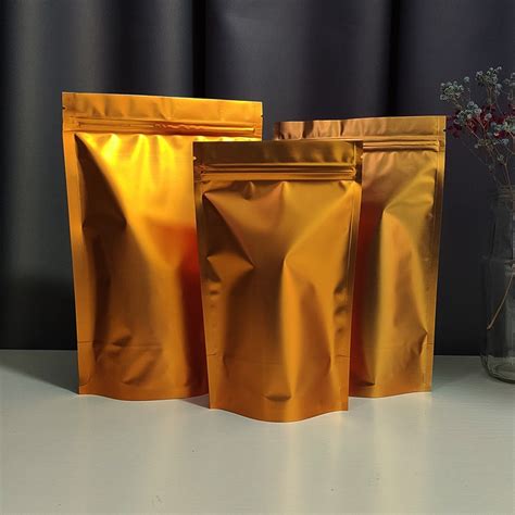 Stand Up Matte Gold Aluminum Foil Zip Lock Bag Pcs Lot Cocoa Bean