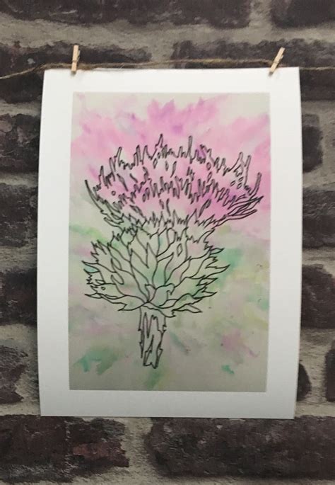 Scottish Thistle Print Watercolour And Ink Design A4 Etsy Thistle