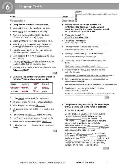 Eca Plus Tests Language Test A English Class A Pearson Central