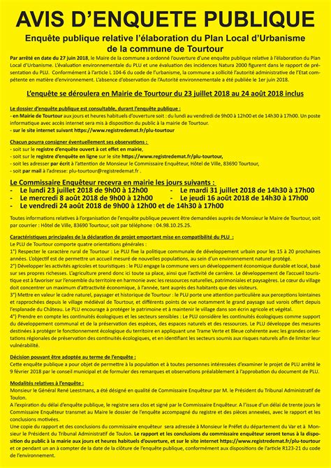 Enquête Publique Plu Tourtour Mairie De Tourtour