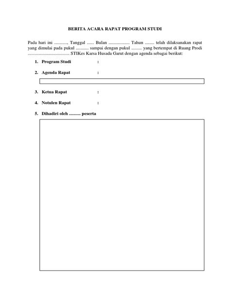 Format Berita Acara Rapat Program Studi Pdf